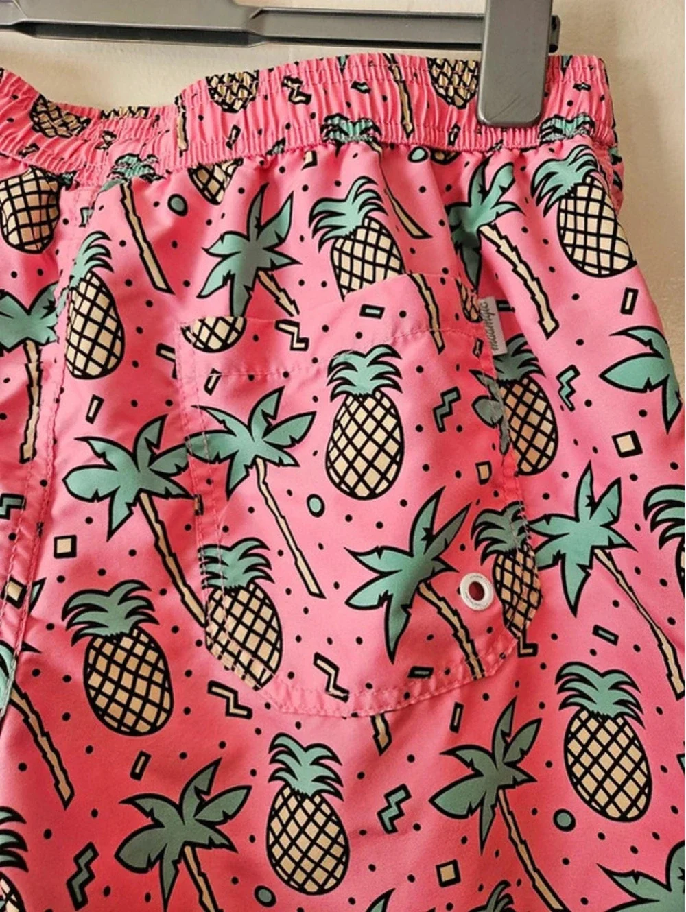 Maamgic small pink swim trunks funky tropical Cabanacore retro 90s beachwear